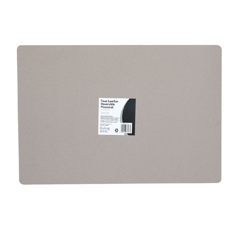 Living & Co Faux Leather Reversible Placemat Grey/Navy 40cm, , hi-res