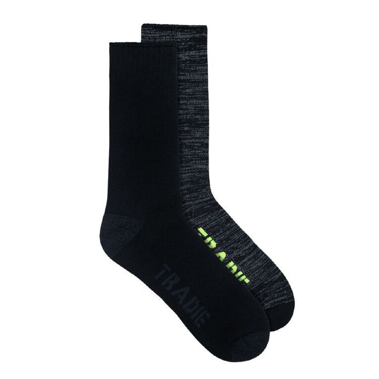Tradie Men's Tough Work Socks 2 Pack, Black/Blue AS05, hi-res