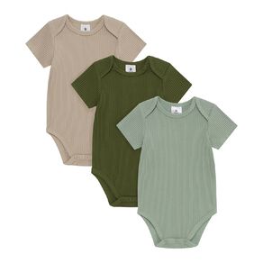 Young Original Babies' Short Sleeve Rib Bodysuit 3 Pack