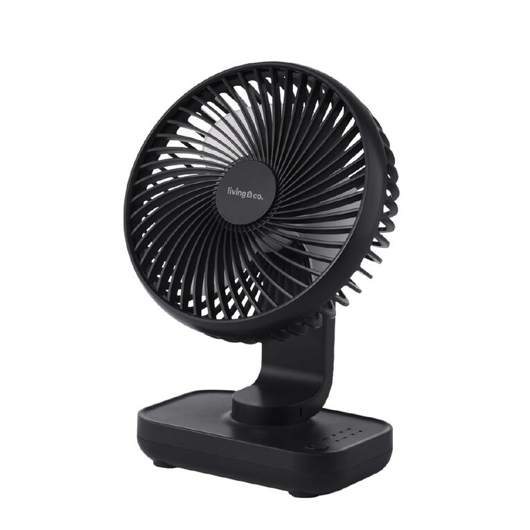 Living & Co Rechargeable Desk Fan Black, , hi-res