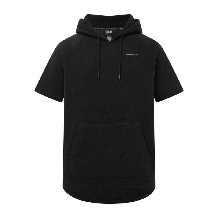 Back Country Adults' Short Sleeve Fleece Hooded Tee, Black/Blue, hi-res