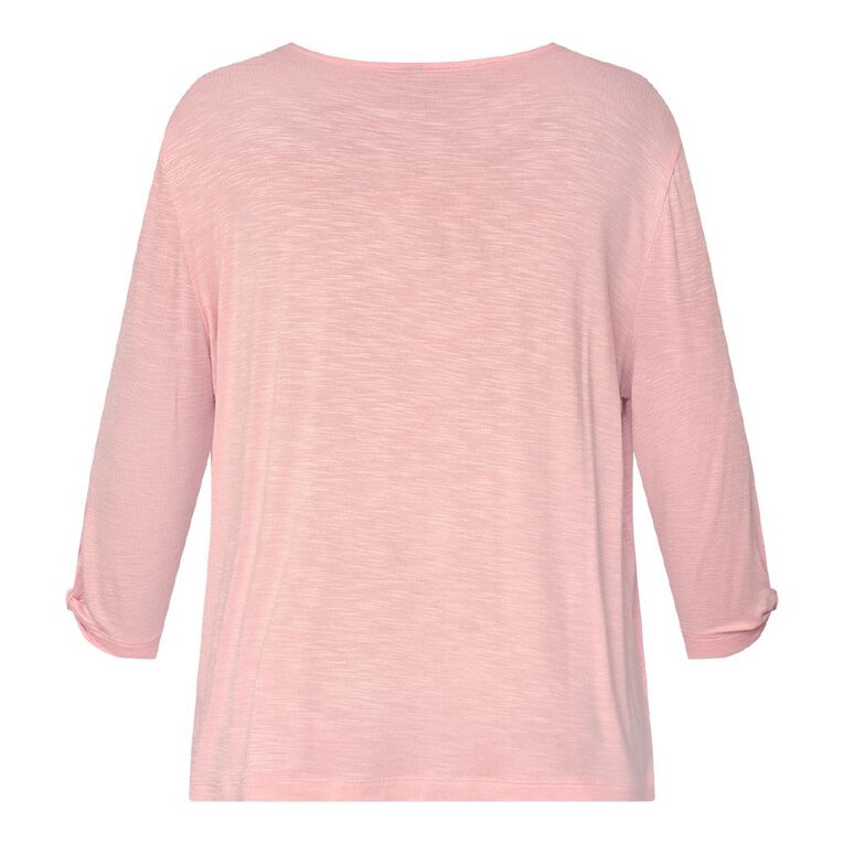 H&H Women's 3/4 Sleeve Knot Detail Top, Pink Light, hi-res