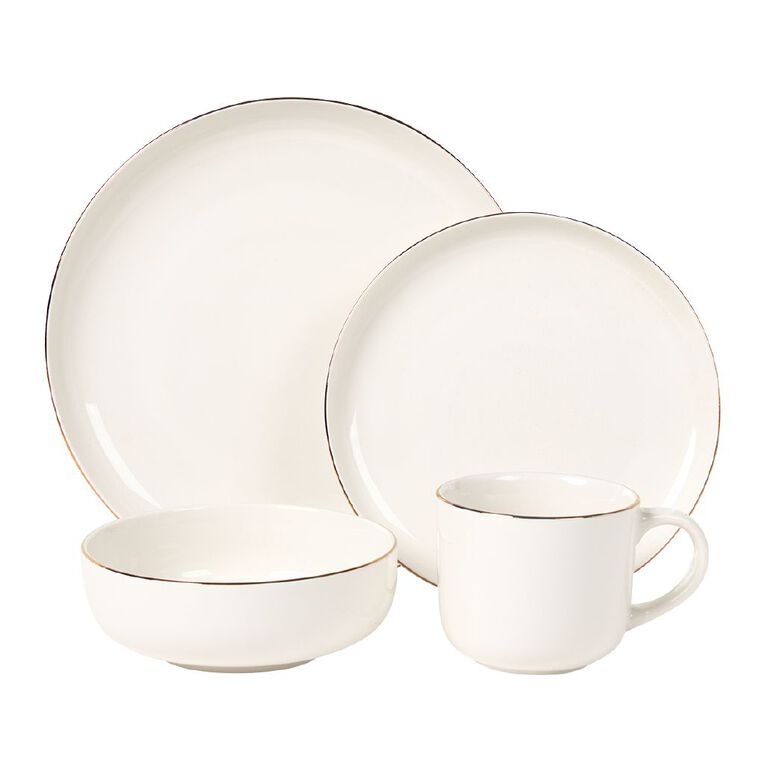 Living & Co Elegance Gold Rimmed 12 Piece Set Ivory, , hi-res
