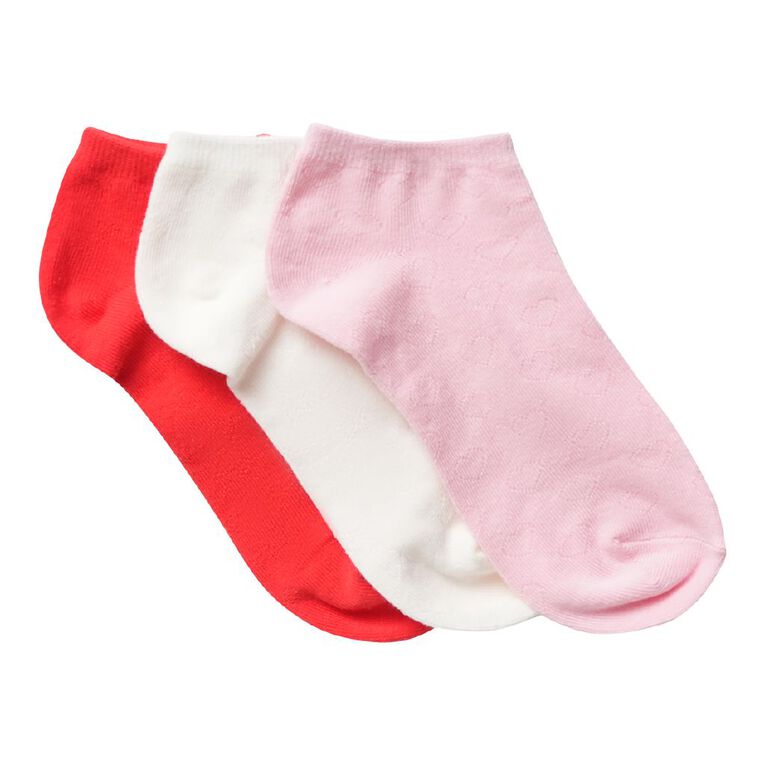 H&H Girls' Motif Liner Socks 3 Pack, Pink, hi-res