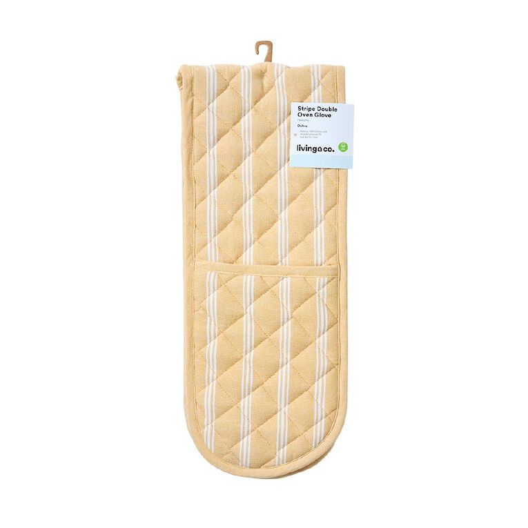 Living & Co Cotton Double Oven Glove Stripe Yellow, , hi-res
