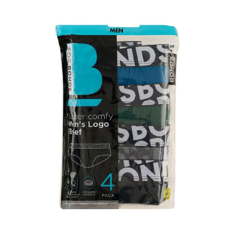 B FOR BONDS Men's Briefs 4 Pack, Black/Blue, hi-res