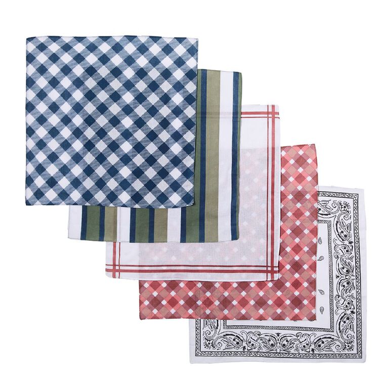 H&H Handkerchief 5 Pack, Multi-Coloured, hi-res