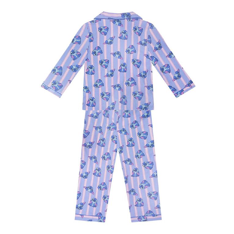 Stitch Girls' Flannelette Button Up Pyjama Set, Blue Light, hi-res