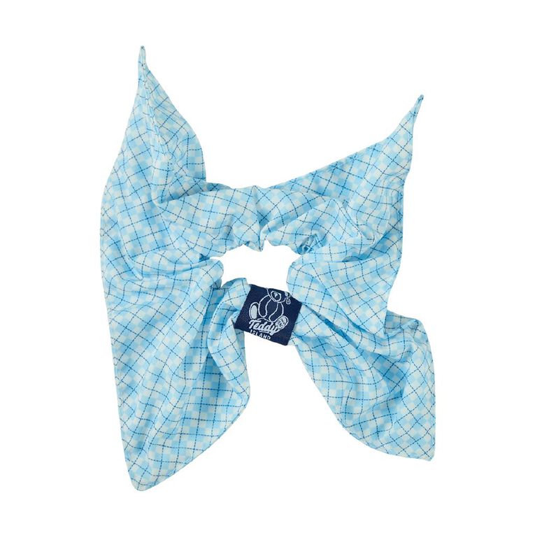 Teddy Island Bow Scrunchie Light Blue, , hi-res