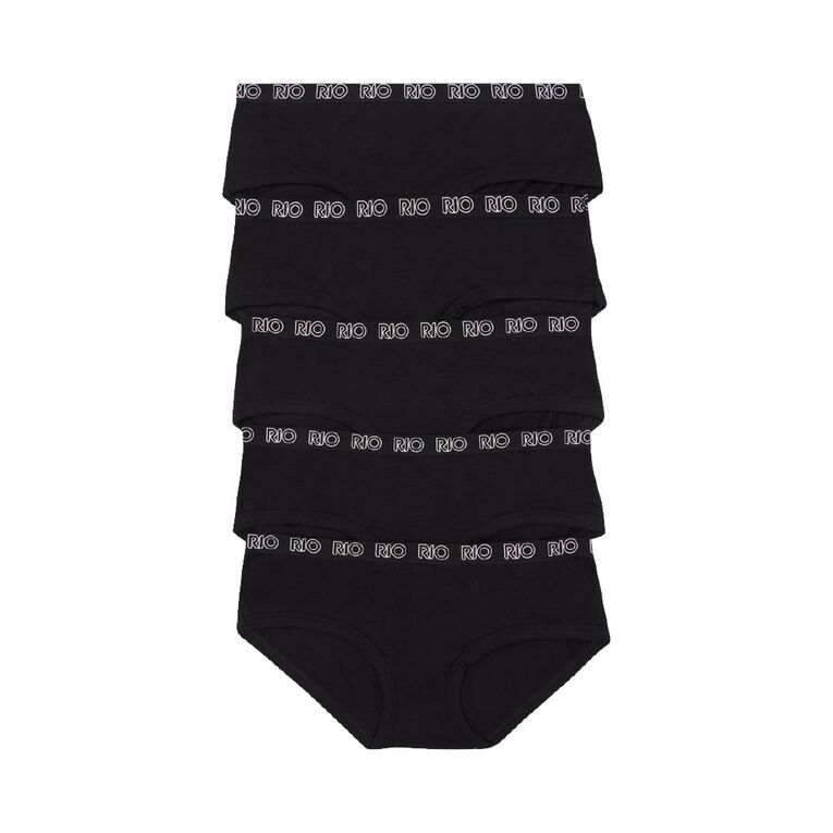 Rio Women's Boyleg Briefs 5 Pack, Black, hi-res