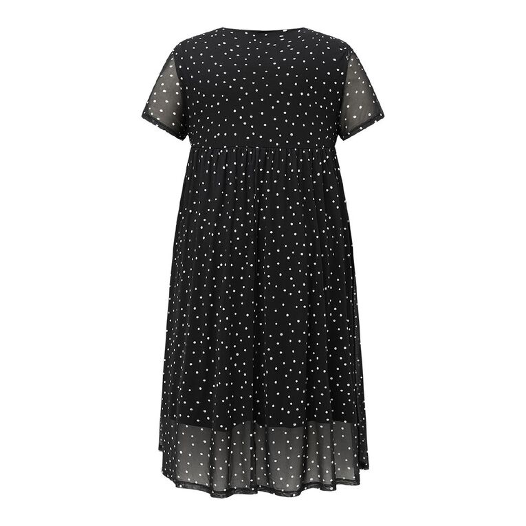 H&H Curve Women's Spot Print Mesh Tee Dress, Black/White, hi-res