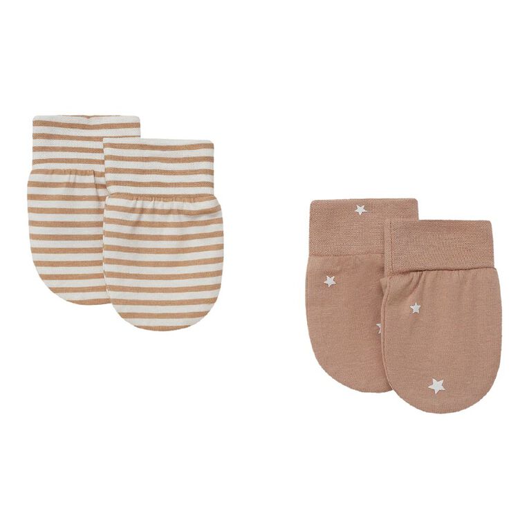 Young Original Babies' Beanie and Mittens Set, Brown Mid, hi-res