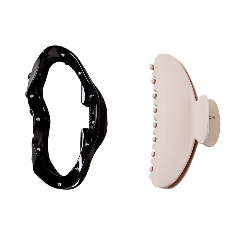 Poppi Curve Claw Clips Black 2 Pack, , hi-res