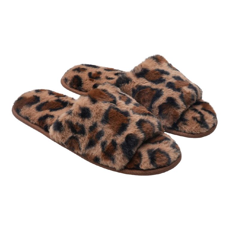 H&H Women's Strap Slippers, Brown, hi-res