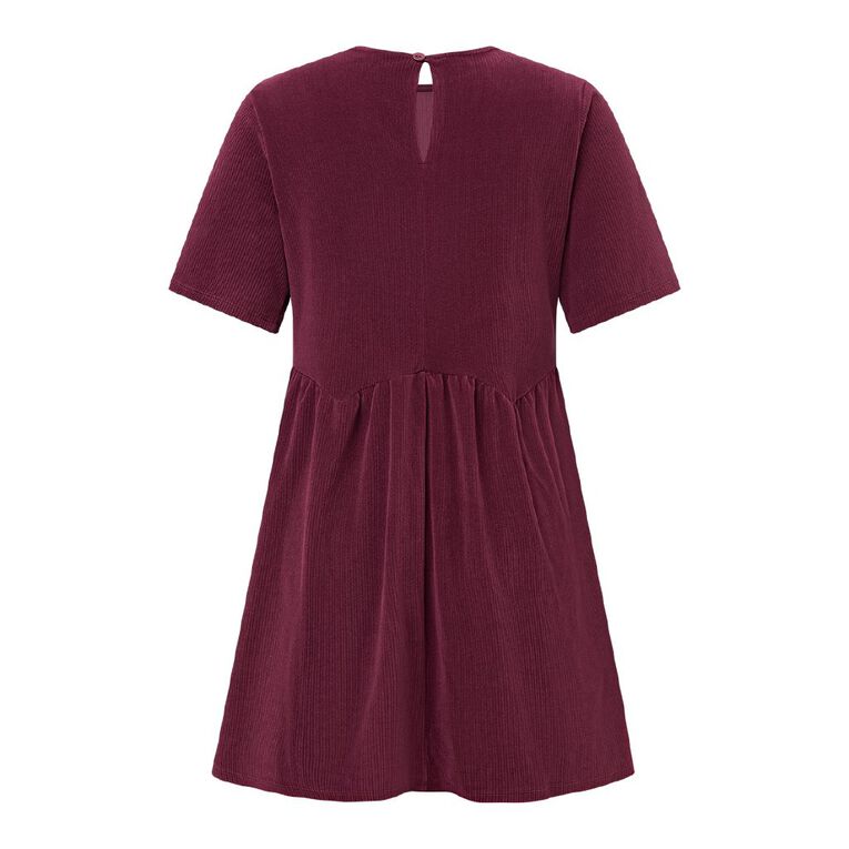 H&H Women's Short Sleeve Cord Tee Mini Dress, Pink Dark, hi-res
