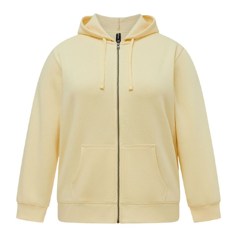 H&H Curve Women's Long Sleeve Zip Thru Hoodie, Yellow Light, hi-res