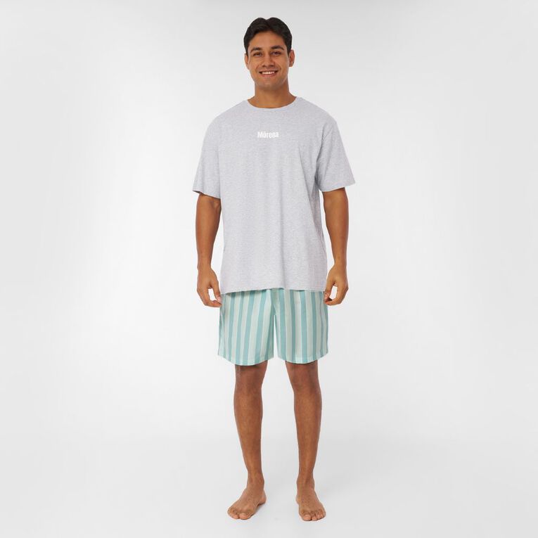 H&H Men's Knit and Woven Short Pyjama Set, Green Mid, hi-res