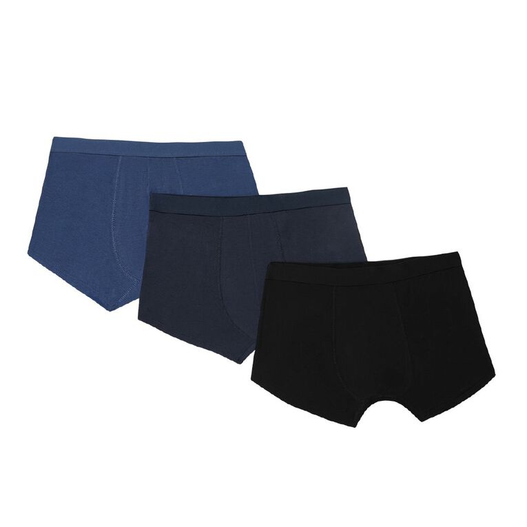H&H Men's Comfort Trunks 3 Pack, Blue Dark, hi-res
