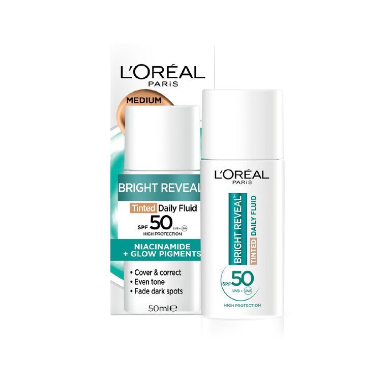 L'Oreal Paris Bright Reveal Tinted Fluid SPF50+ Medium, , hi-res