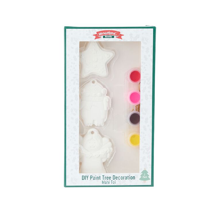 Wonderland Novelty DIY Paint Christmas Tree Decorations Assorted 3 Pack, , hi-res