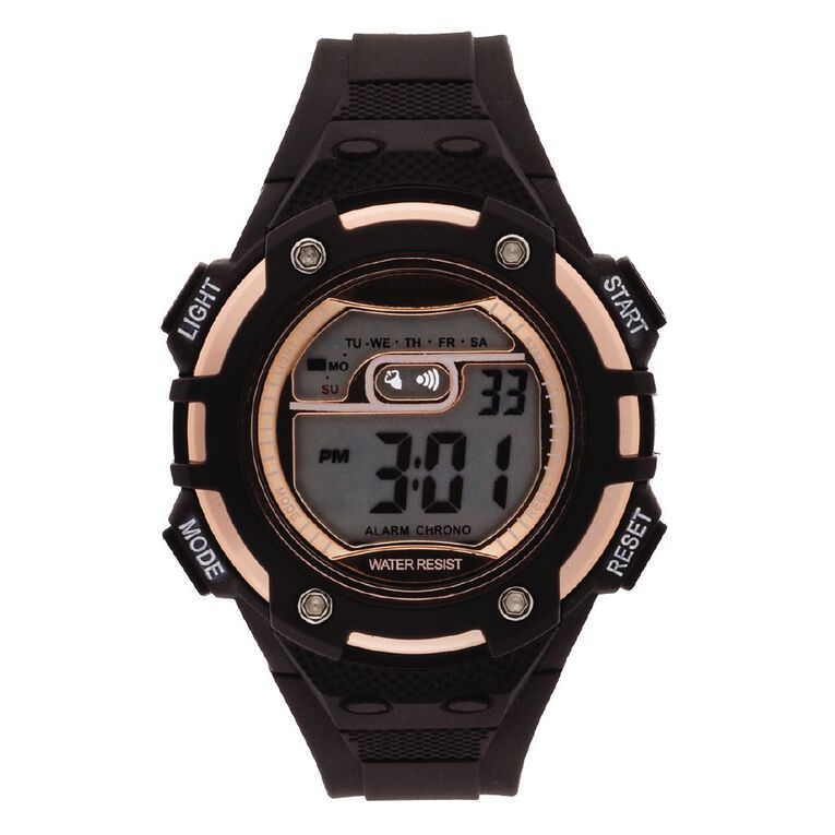 Active Intent Women's Sports Digital Watch Black/Rose Gold, , hi-res