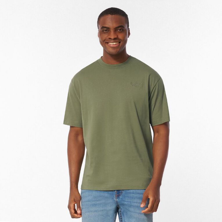 H&H Men's Midweight Embroidered Tee, Green Mid, hi-res