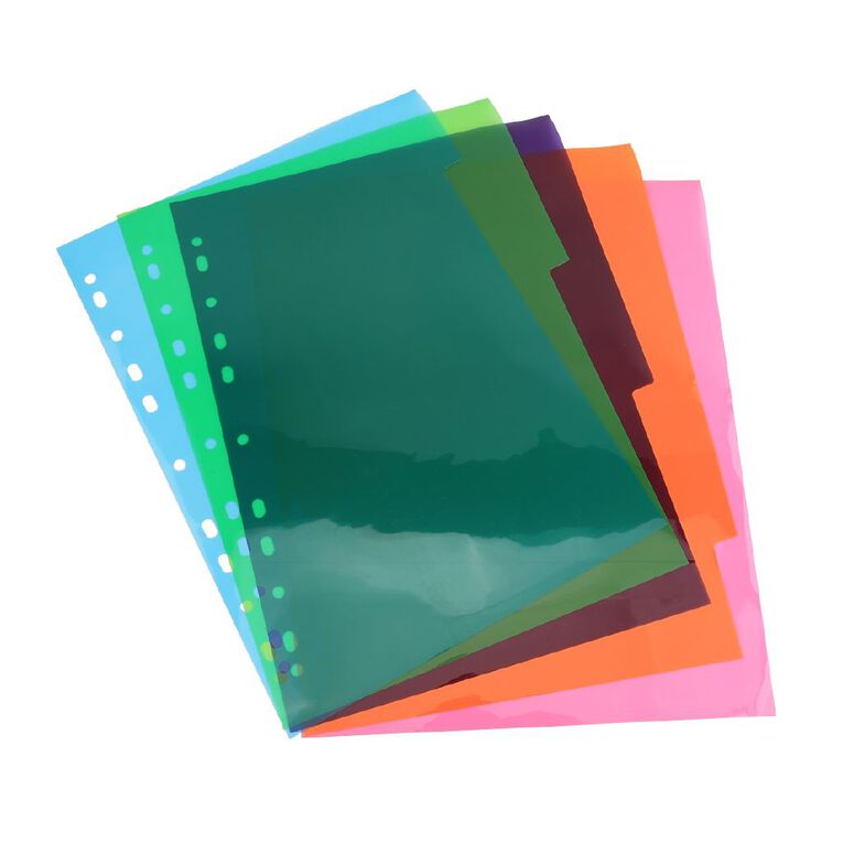 WS 5 Tab Dividers Plastic Multi-Coloured, , hi-res