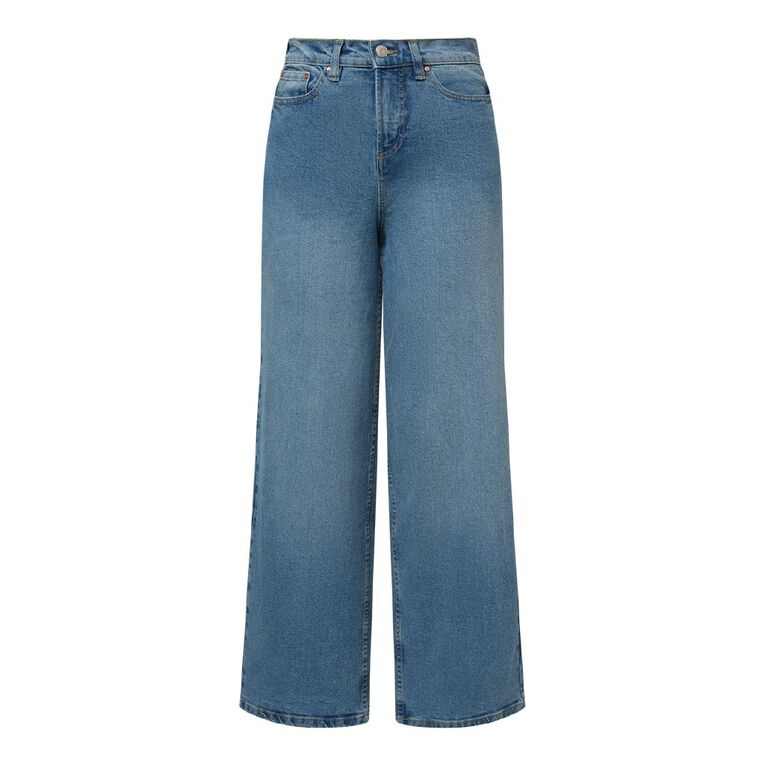 H&H Women's High Rise Wide Leg Jeans, Denim Mid, hi-res