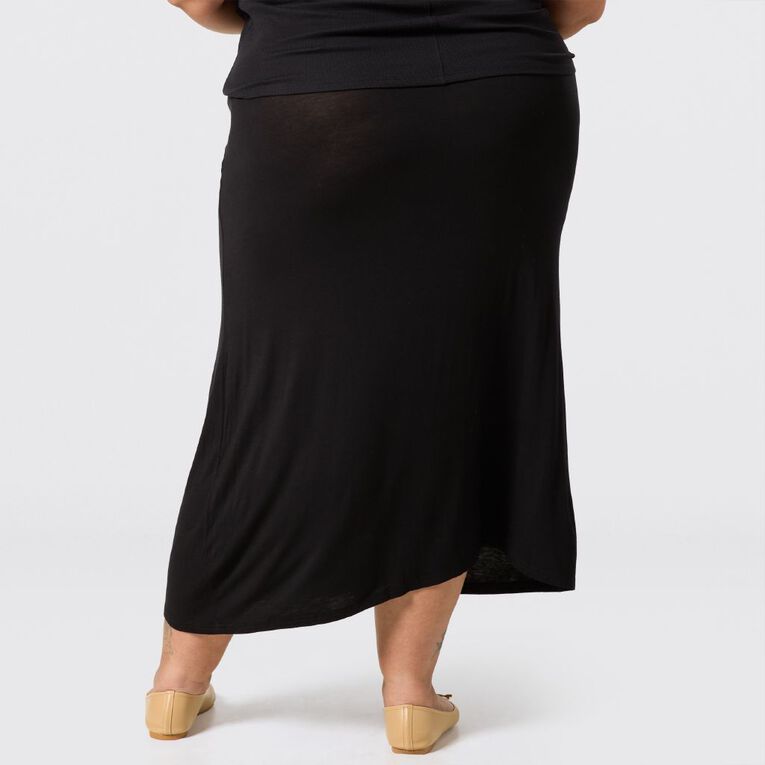 H&H Curve Women's Rib Maxi Skirt, Black, hi-res