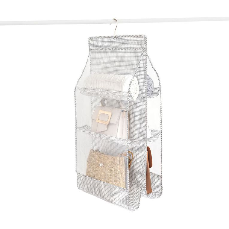 Living & Co Hanging Handbag Organiser White, , hi-res