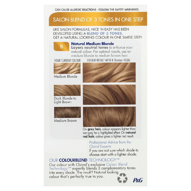Clairol Nice N Easy Permanent Hair Colour Medium Blonde 8, , hi-res