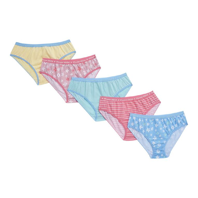 H&H Girls' Attached Elastic Briefs 5 Pack, Blue Light, hi-res