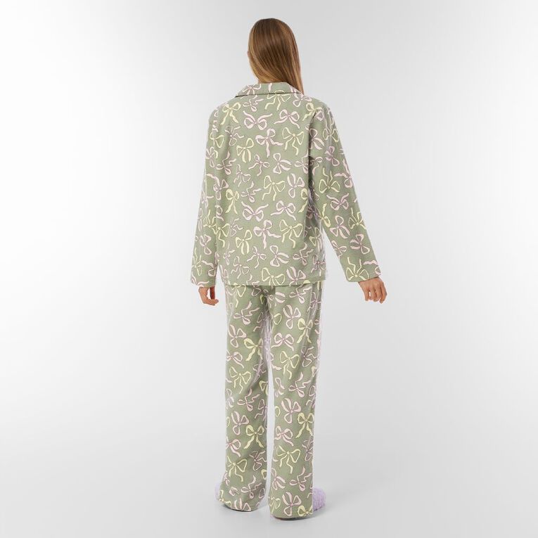 H&H Women's Classic Flannelette Pyjama Set, Green Light, hi-res
