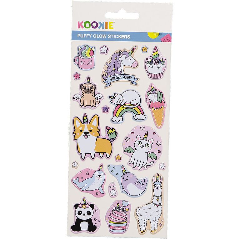 Kookie Sticker Sheet Puffy Glow in the Dark Assorted, , hi-res