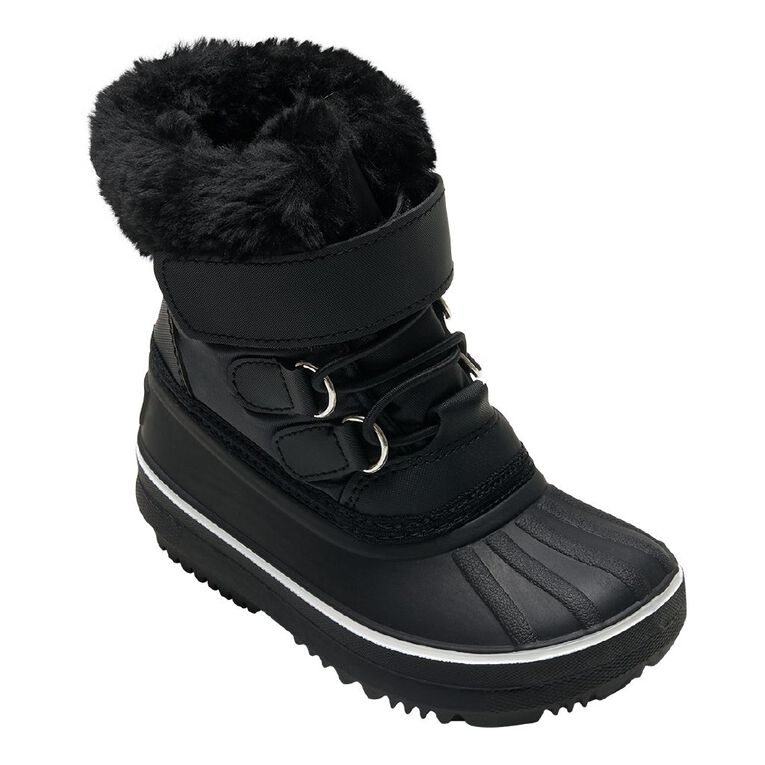 Active Intent Junior Kids' High Top Snow Boots, Black, hi-res