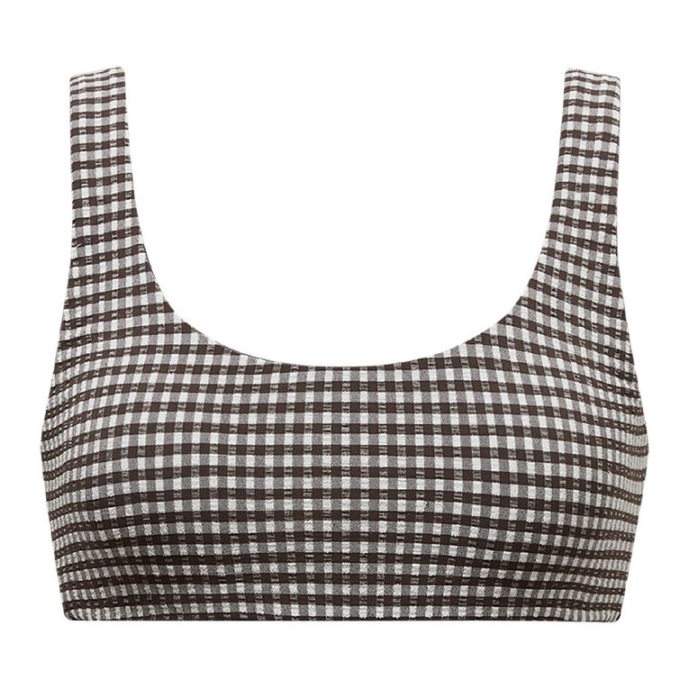 H&H Women's Scoop Bikini Top, Brown Dark, hi-res