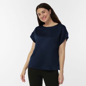H&H Women's Short Sleeve Satin Shell Top