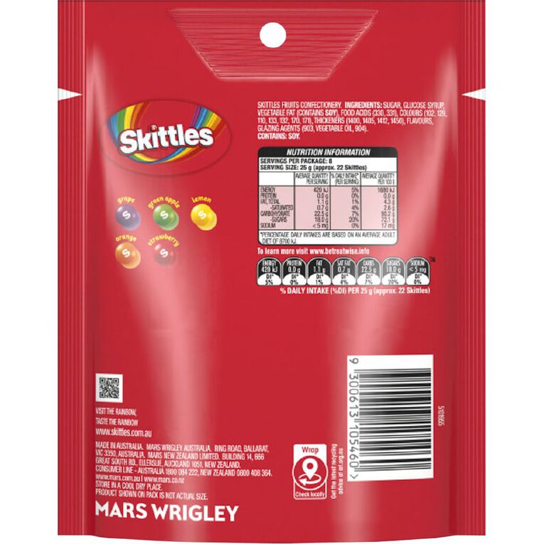 Skittles Fruits Lollies Large Bag 200g, , hi-res