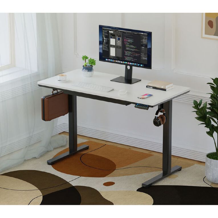 Workspace Height Adjustable Desk 1200W with Drawer White, , hi-res