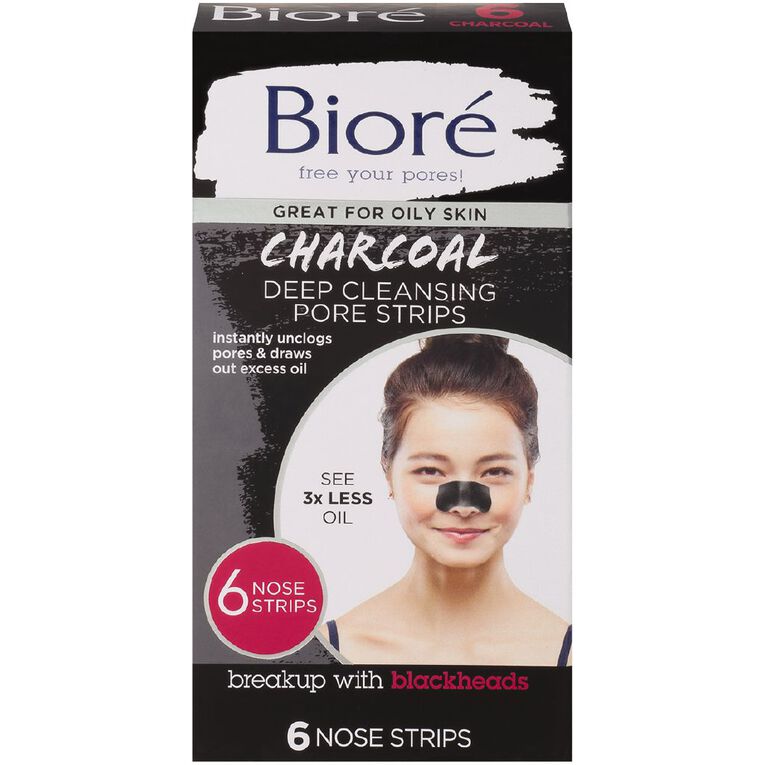 Biore Deep Cleansing Charcoal Pore Strips 6 Pack, , hi-res