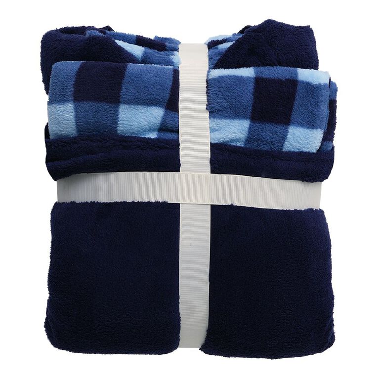 H&H Boys' Coral Fleece Pyjama Set, Blue Dark, hi-res