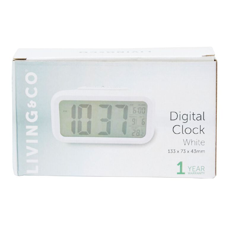 Living & Co Plastic Digital Alarm Clock 13.3cm x 7.3cm, , hi-res