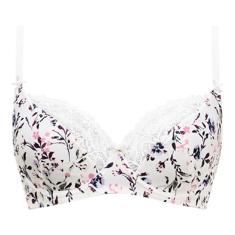 H&H Women's Ivy Lace Underwire Soft Cup Bra, White, hi-res