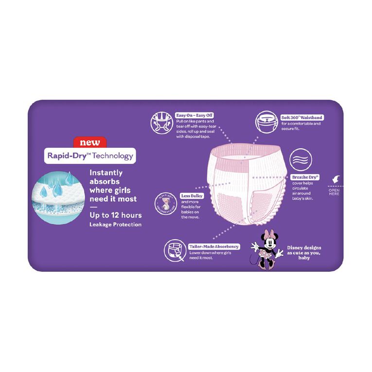 Huggies Girls' Convenience Toddler Ultra Dry Pants Size 4 9-14kg 20 Pack, , hi-res