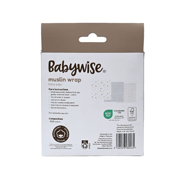 Babywise Muslin Wrap Stripe 3 Pack, , hi-res