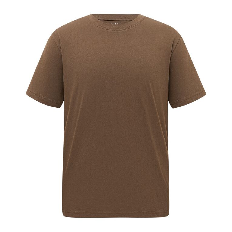 H&H Men's Regular Fit Crew Neck Tee, Brown Dark, hi-res