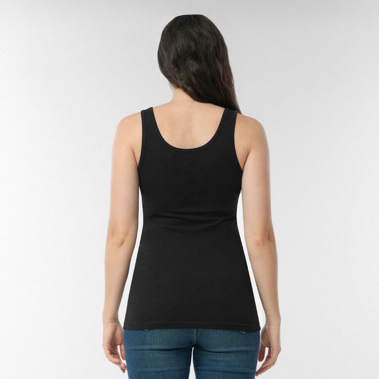 H&H Women's Essential Stretch Longline Tank, Black, hi-res