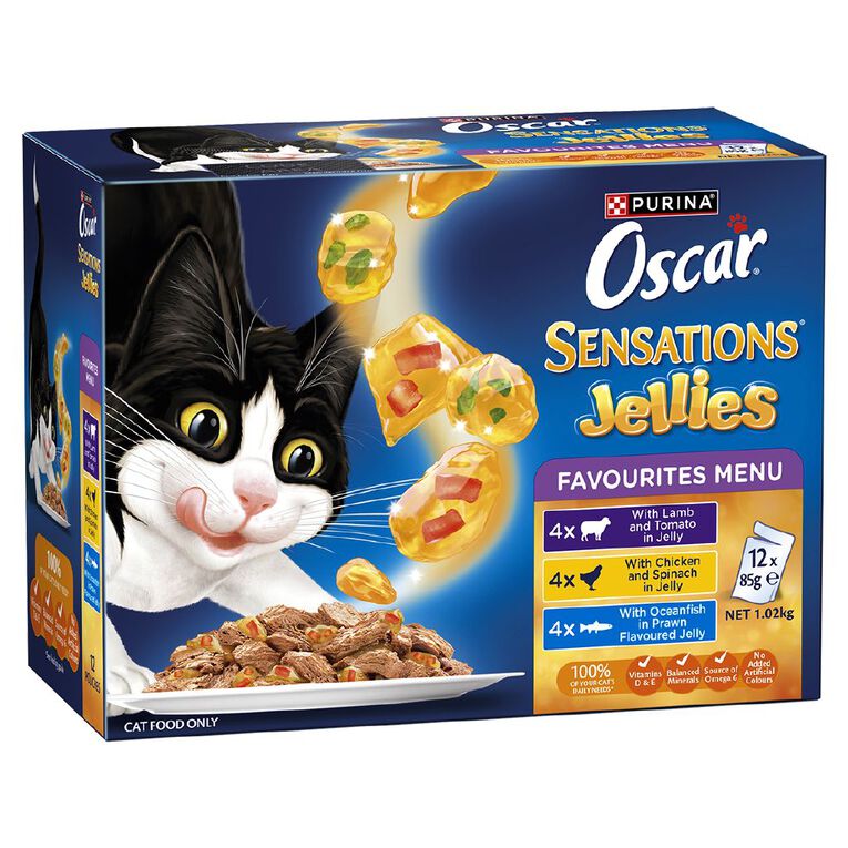 Oscar Sensations Jellies Favourites Menu Wet Cat Food Pouch 12 x 85g