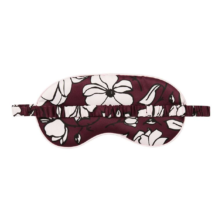 H&H Women's Satin Pyjama Set with Eye Mask, Red Mid, hi-res