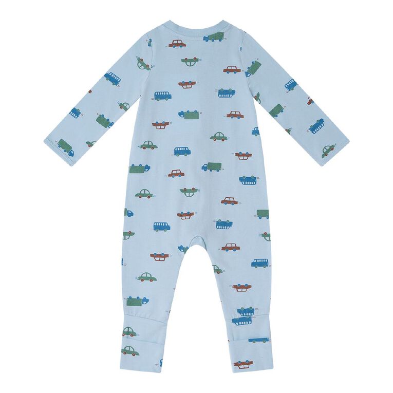 Young Original Babies' Zip-Thru Footless All-in-One, Blue Light, hi-res